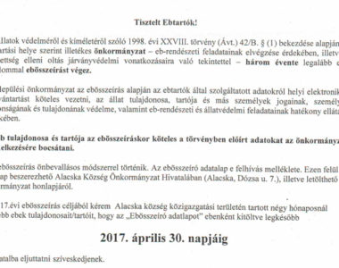 Felhívás ebtartóknak